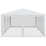 Party Tent with 10 Mesh Sidewalls White 6x4 m HDPE