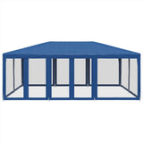 Party Tent with 10 Mesh Sidewalls Blue 6x4 m HDPE