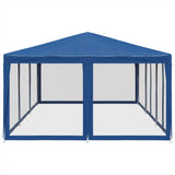 Party Tent with 10 Mesh Sidewalls Blue 6x4 m HDPE