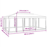 Party Tent with 10 Mesh Sidewalls Blue 6x4 m HDPE