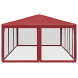 Party Tent with 10 Mesh Sidewalls Red 6x4 m HDPE