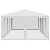 Party Tent with 12 Mesh Sidewalls White 8x4 m HDPE