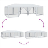 Party Tent with 12 Mesh Sidewalls White 8x4 m HDPE