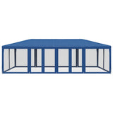 Party Tent with 12 Mesh Sidewalls Blue 8x4 m HDPE