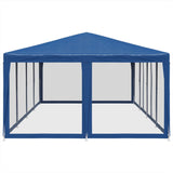 Party Tent with 12 Mesh Sidewalls Blue 8x4 m HDPE