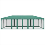 Party Tent with 12 Mesh Sidewalls Green 8x4 m HDPE