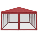 Party Tent with 12 Mesh Sidewalls Red 8x4 m HDPE