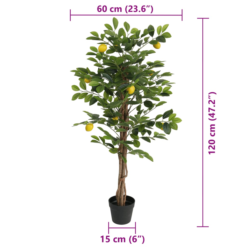 Artificial Lemon Tree with 3 Trunks Green 120 cm PP