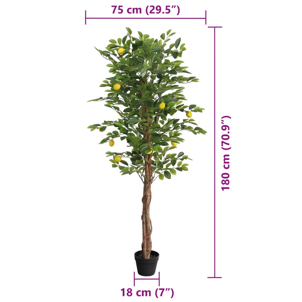 Artificial Lemon Tree with 3 Trunks Green 180 cm PP