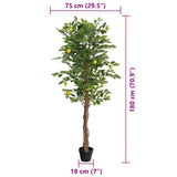 Artificial Lemon Tree with 3 Trunks Green 180 cm PP