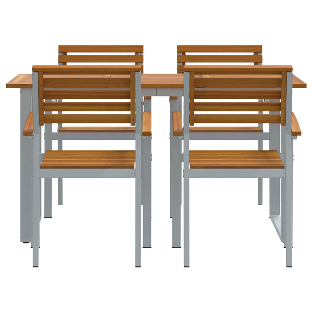 Garden Dining Set 5 pcs Grey and brown Solid acacia wood