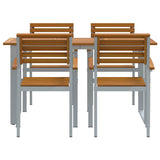 Garden Dining Set 5 pcs Grey and brown Solid acacia wood