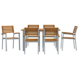 Garden Dining Set 7 pcs Grey and brown Solid acacia wood
