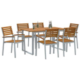 Garden Dining Set 7 pcs Grey and brown Solid acacia wood