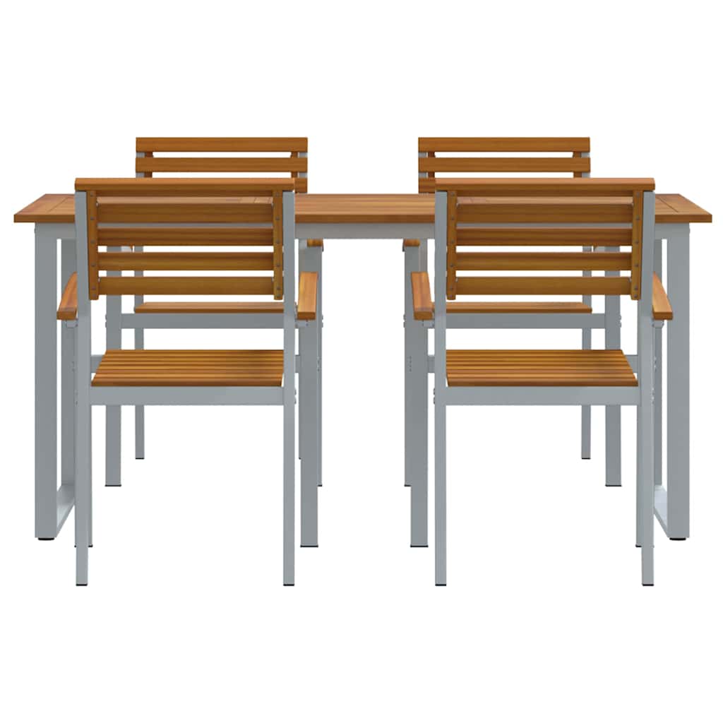 Garden Dining Set 5 pcs Grey and brown Solid acacia wood