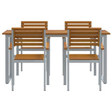 Garden Dining Set 5 pcs Grey and brown Solid acacia wood