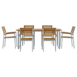 Garden Dining Set 7 pcs Grey and brown Solid acacia wood