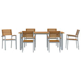 Garden Dining Set 7 pcs Grey and brown Solid acacia wood
