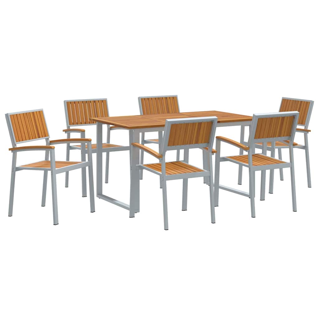 Garden Dining Set 7 pcs Grey and brown 140 x 80 x 75 cm
