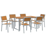 Garden Dining Set 7 pcs Grey and brown 140 x 80 x 75 cm