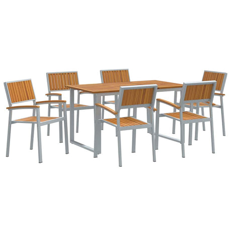 Garden Dining Set 7 pcs Grey and brown 140 x 80 x 75 cm