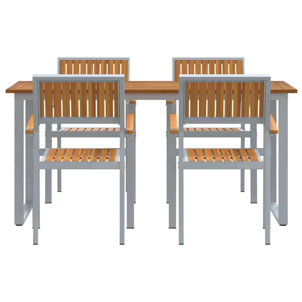 Garden Dining Set 5 pcs Grey and brown 160 x 80 x 75 cm