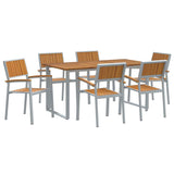 Garden Dining Set 7 pcs Grey and brown 160 x 80 x 75 cm