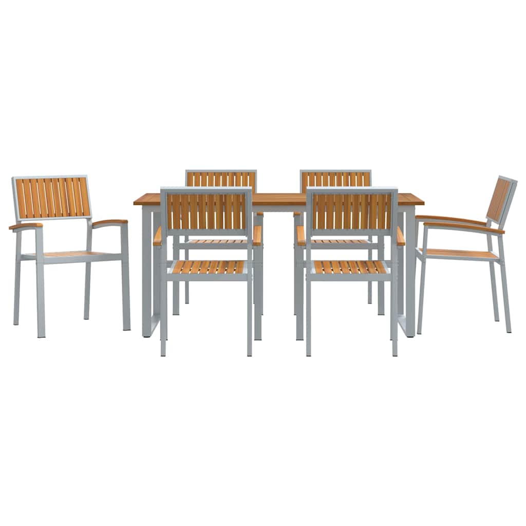 Garden Dining Set 7 pcs Grey and brown 160 x 80 x 75 cm