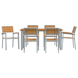Garden Dining Set 7 pcs Grey and brown 160 x 80 x 75 cm