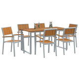 Garden Dining Set 7 pcs Grey and brown 160 x 80 x 75 cm