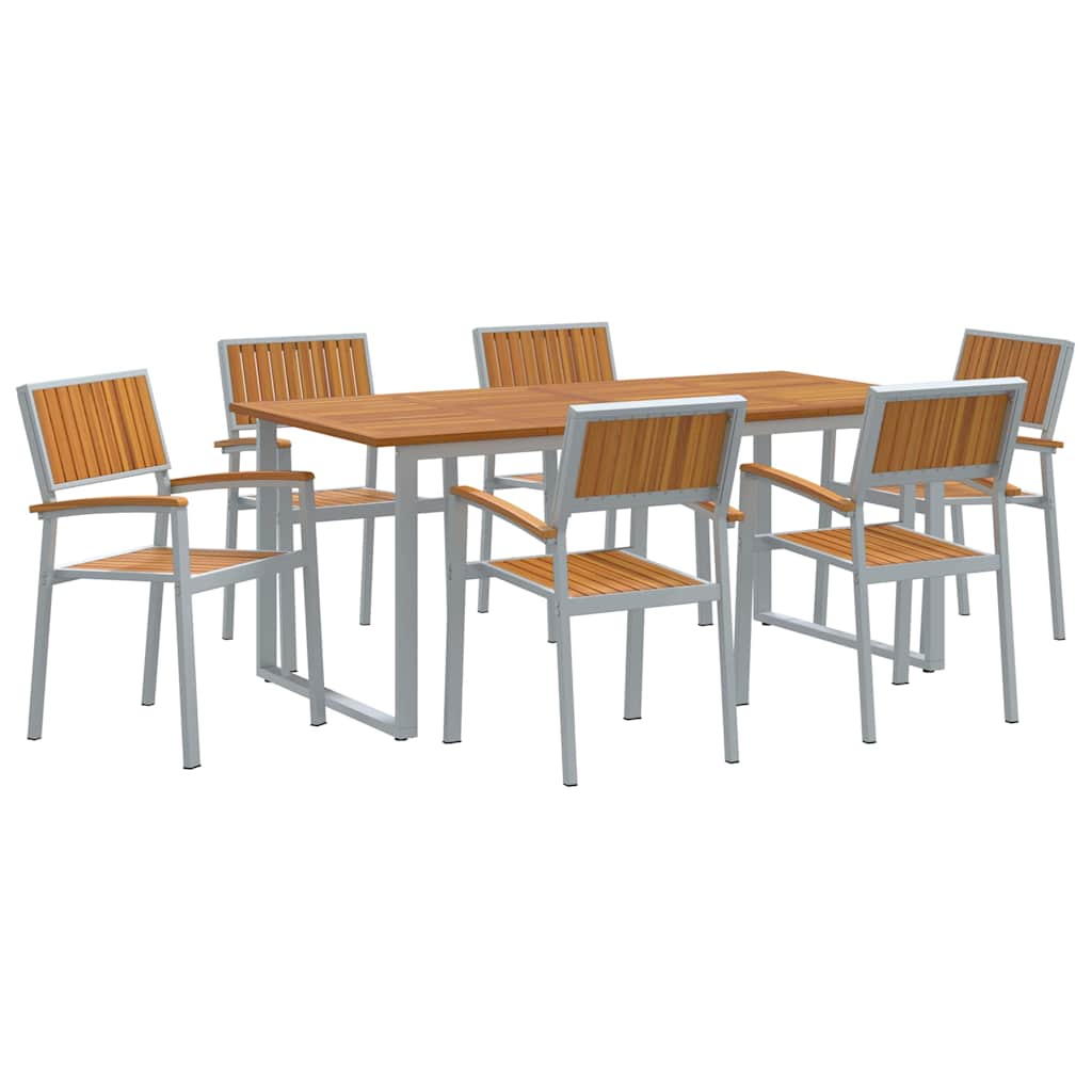 Garden Dining Set 7 pcs Grey and brown 180 x 90 x 75 cm