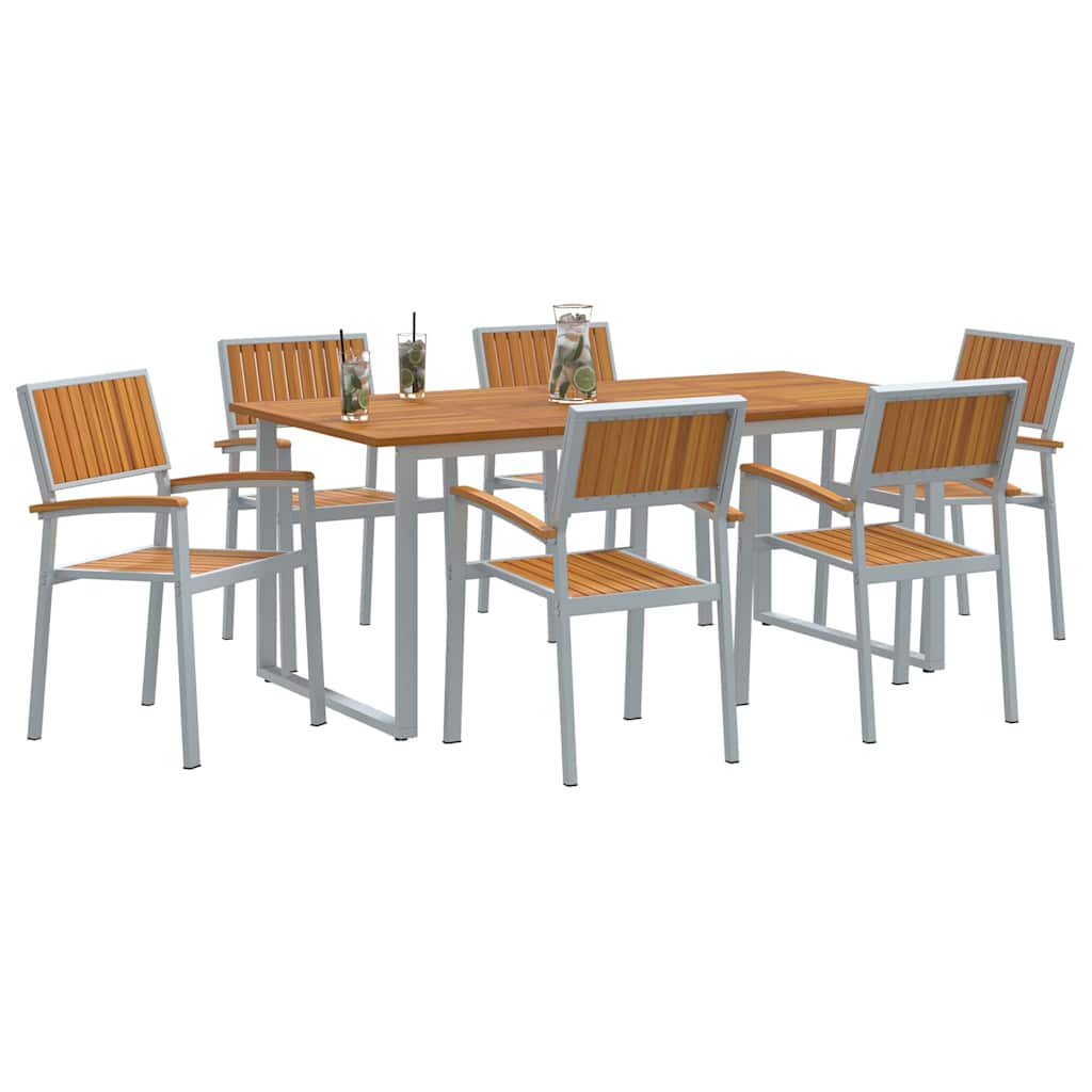 Garden Dining Set 7 pcs Grey and brown 180 x 90 x 75 cm