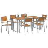 Garden Dining Set 7 pcs Grey and brown 180 x 90 x 75 cm