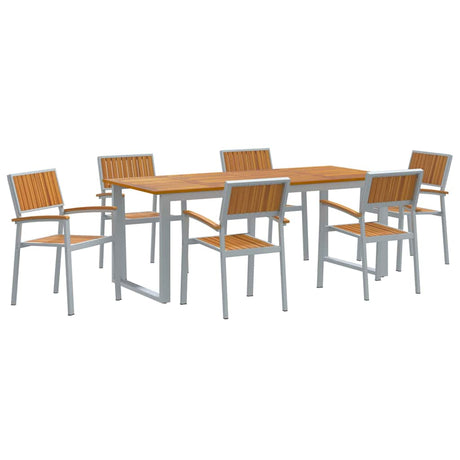 Garden Dining Set 7 pcs Grey and brown 200 x 90 x 75 cm