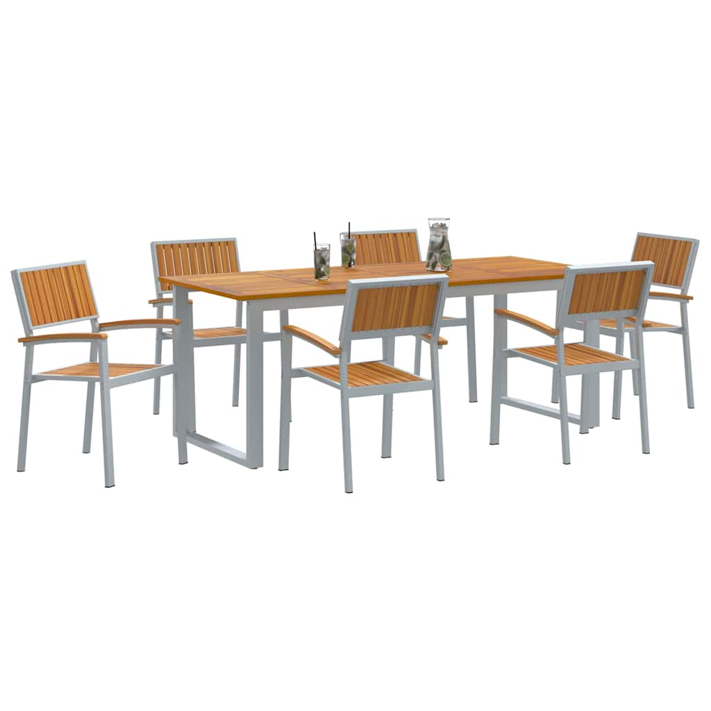 Garden Dining Set 7 pcs Grey and brown 200 x 90 x 75 cm