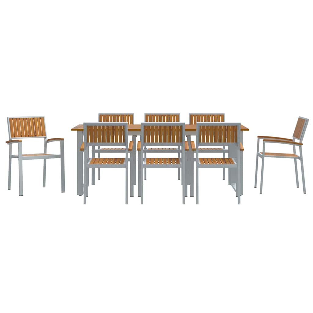 Garden Dining Set 9 pcs Grey and brown 200 x 90 x 75 cm