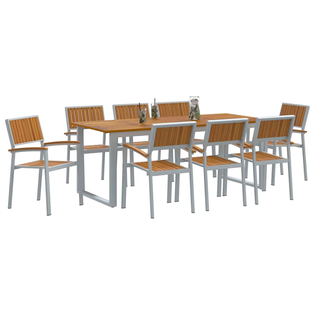 Garden Dining Set 9 pcs Grey and brown 200 x 90 x 75 cm