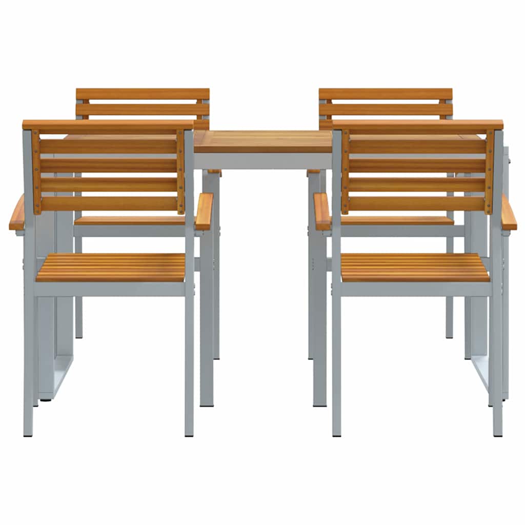 Garden Dining Set 5 pcs Grey and brown Solid acacia wood