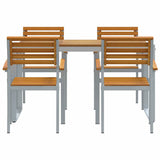 Garden Dining Set 5 pcs Grey and brown Solid acacia wood