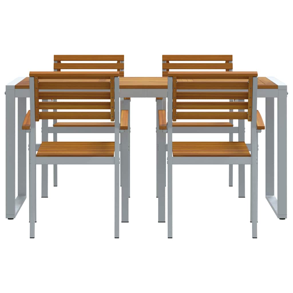 Garden Dining Set 5 pcs Grey and brown Solid acacia wood