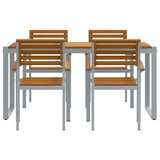 Garden Dining Set 5 pcs Grey and brown Solid acacia wood