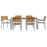 Garden Dining Set 7 pcs Grey and brown Solid acacia wood