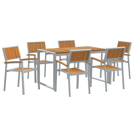 Garden Dining Set 7 pcs Grey and brown 140 x 80 x 75 cm