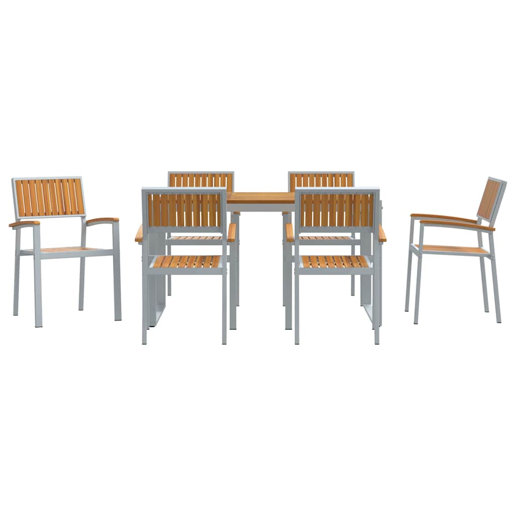 Garden Dining Set 7 pcs Grey and brown 140 x 80 x 75 cm