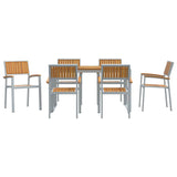 Garden Dining Set 7 pcs Grey and brown 140 x 80 x 75 cm
