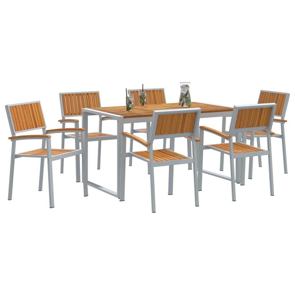 Garden Dining Set 7 pcs Grey and brown 140 x 80 x 75 cm