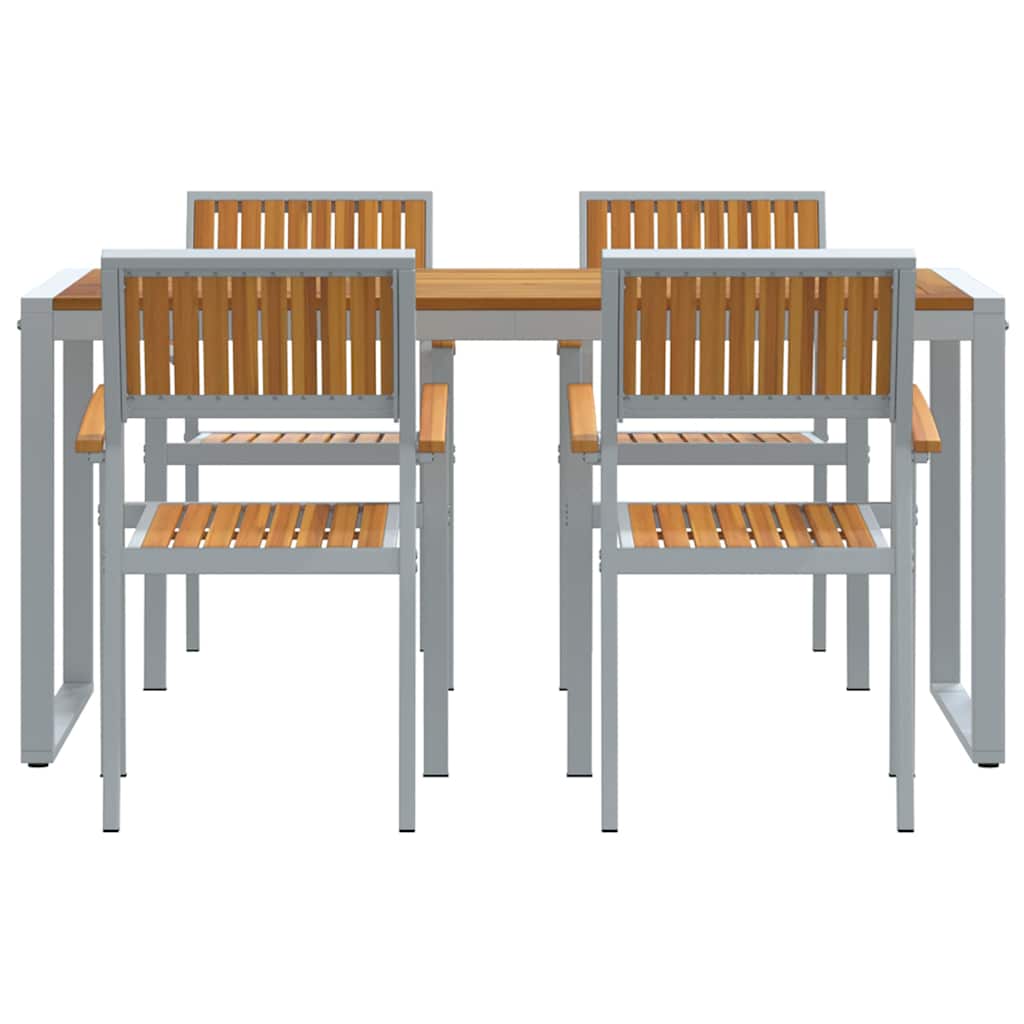 Garden Dining Set 5 pcs Grey and brown 160 x 80 x 75 cm