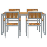 Garden Dining Set 5 pcs Grey and brown 160 x 80 x 75 cm