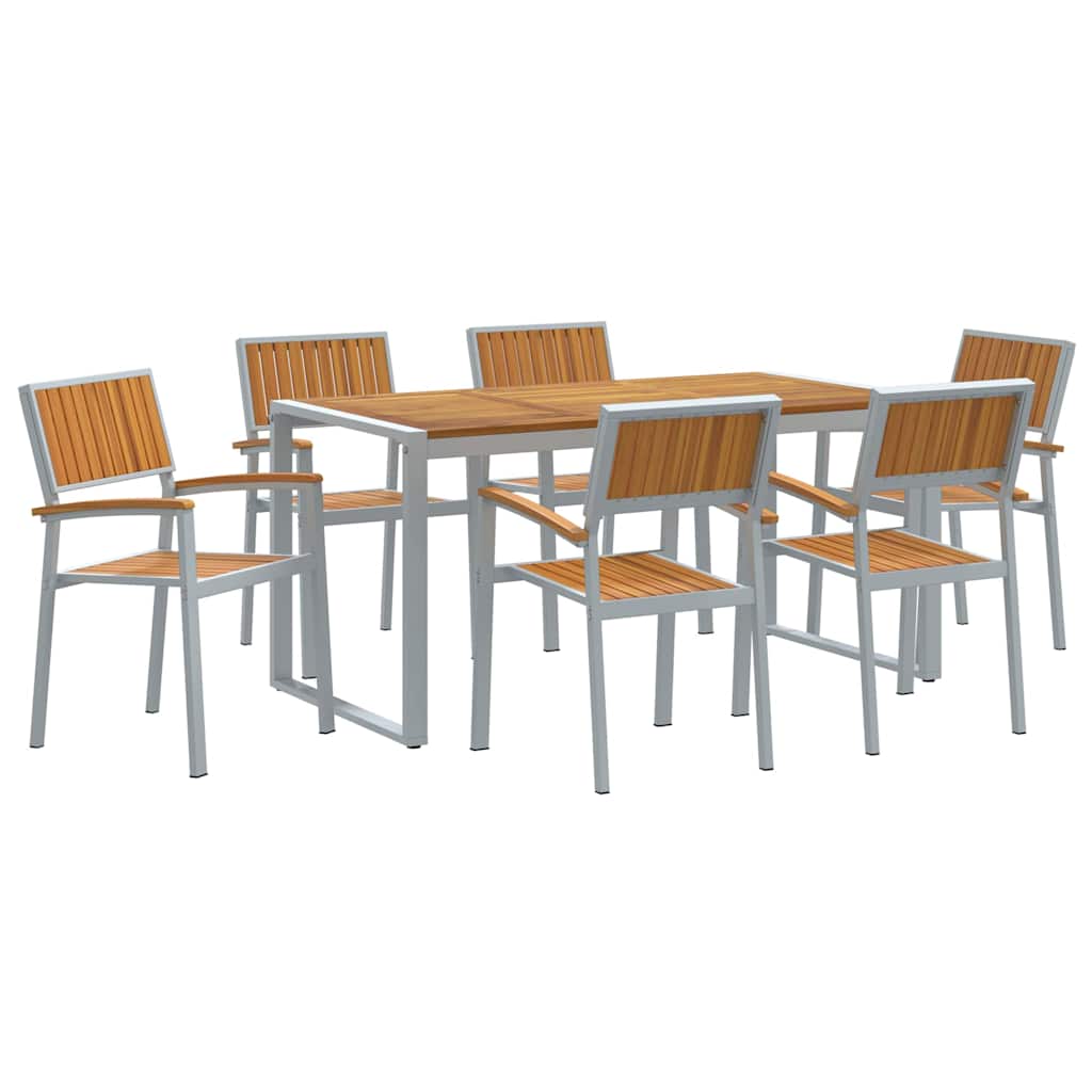 Garden Dining Set 7 pcs Grey and brown 160 x 80 x 75 cm