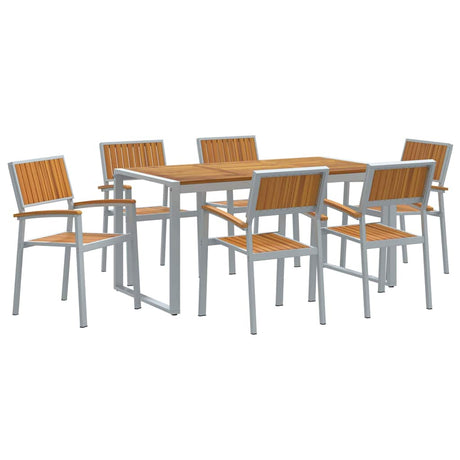 Garden Dining Set 7 pcs Grey and brown 160 x 80 x 75 cm